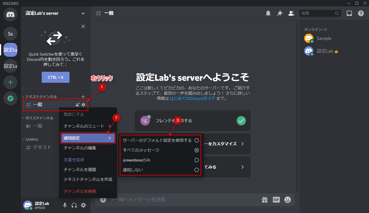 Discord 通知のオン オフを変更する方法 設定lab