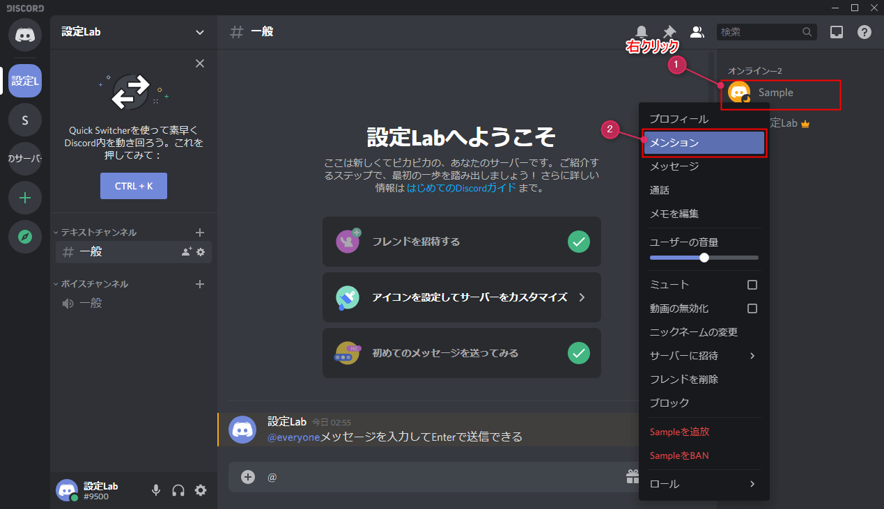 Discord メンションの使い方 Mention 設定lab