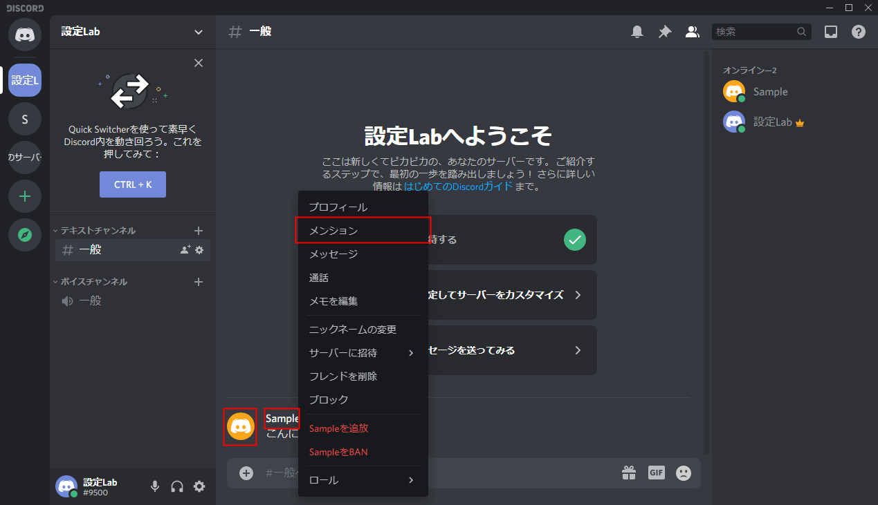 Discord メンションの使い方 Mention 設定lab