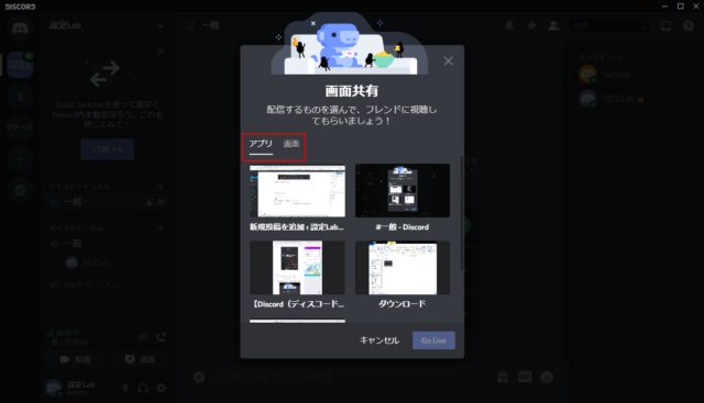 Discord 画面共有のやり方 画面 アプリ 設定lab